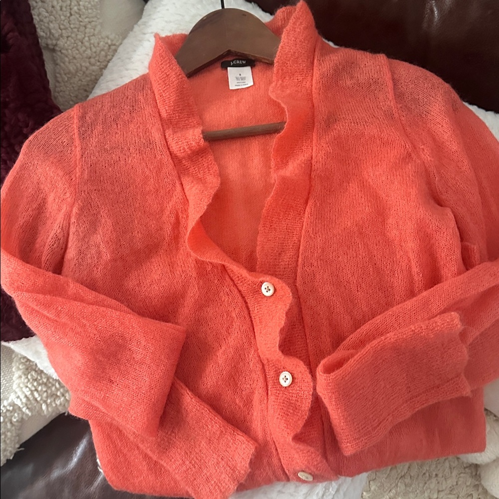 J Crew Mohair Ruffled Cardigan Sz S